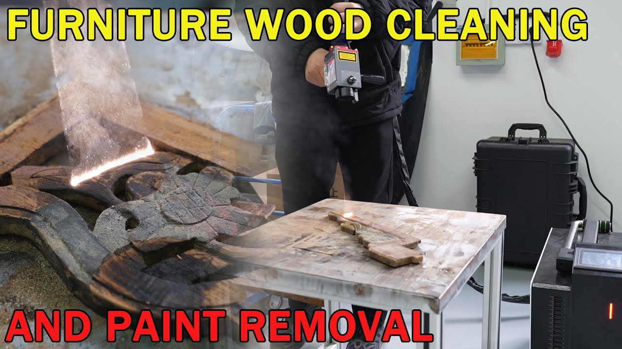 300W Pulse Laser Cleaning Machine   Paint Removal on Wood