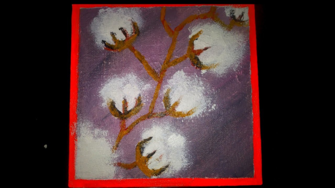 Cotton Flowers | Step by Step Acrylic Painting on canvas for beginners | Lovely arts studio