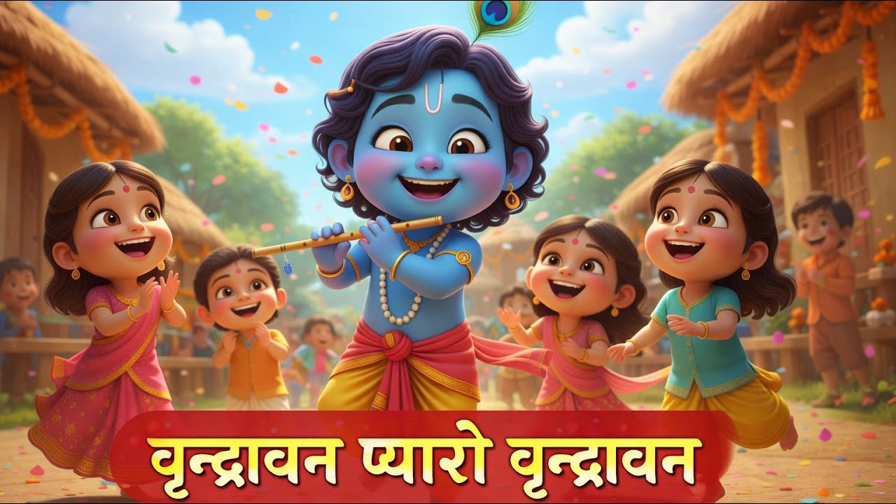 Vrindavan Pyaro Vrindavan❤| वृंदावन प्यारो वृंदावन | 3D animated | New Krishna ji Bhajan | Radharani