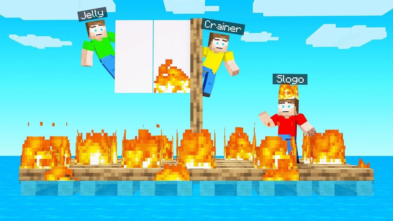 OUR RAFT CAUGHT FIRE In Minecraft!