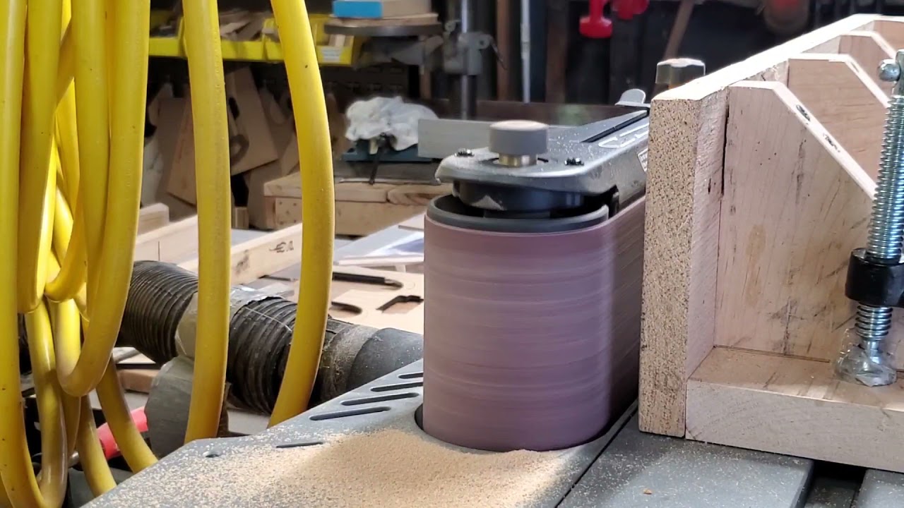 Headstock thicknessing with a Rigid oscillating spindle sander