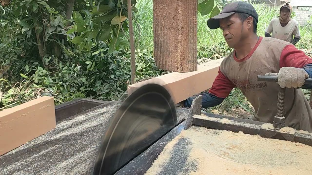 Keterampilan Luar Biasa Membagi Kayu Dengan Gergaji Bundar Rakitan 