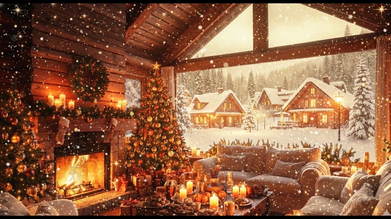 Cozy Christmas Cabin Ambience 🎄🔥❄️ Fireplace, Snowfall & Warm Winter Mood (3 Hours)