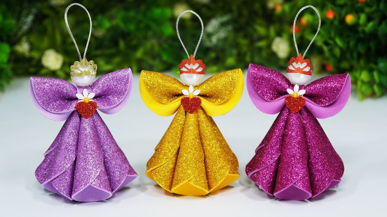 😇 Amazing Christmas Angel Ornaments Making From EVA Glitter Foam 🎄 DIY Angels