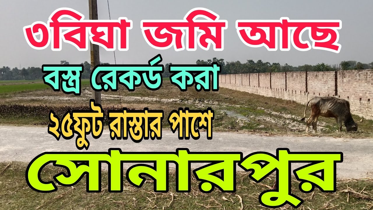 ২৫ ফুট পিচ  রাস্তার পাশে ৩ বিঘা জমি আছে বাস্ত রেকর্ড করা সোনারপুরে 
