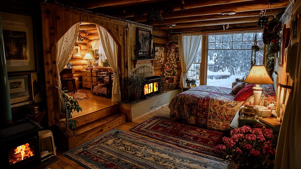 🔴An Old Cabin Growing Quiet Around the Fire | Gentle Fireplace Ambience for Deep Sleep 🔥💤