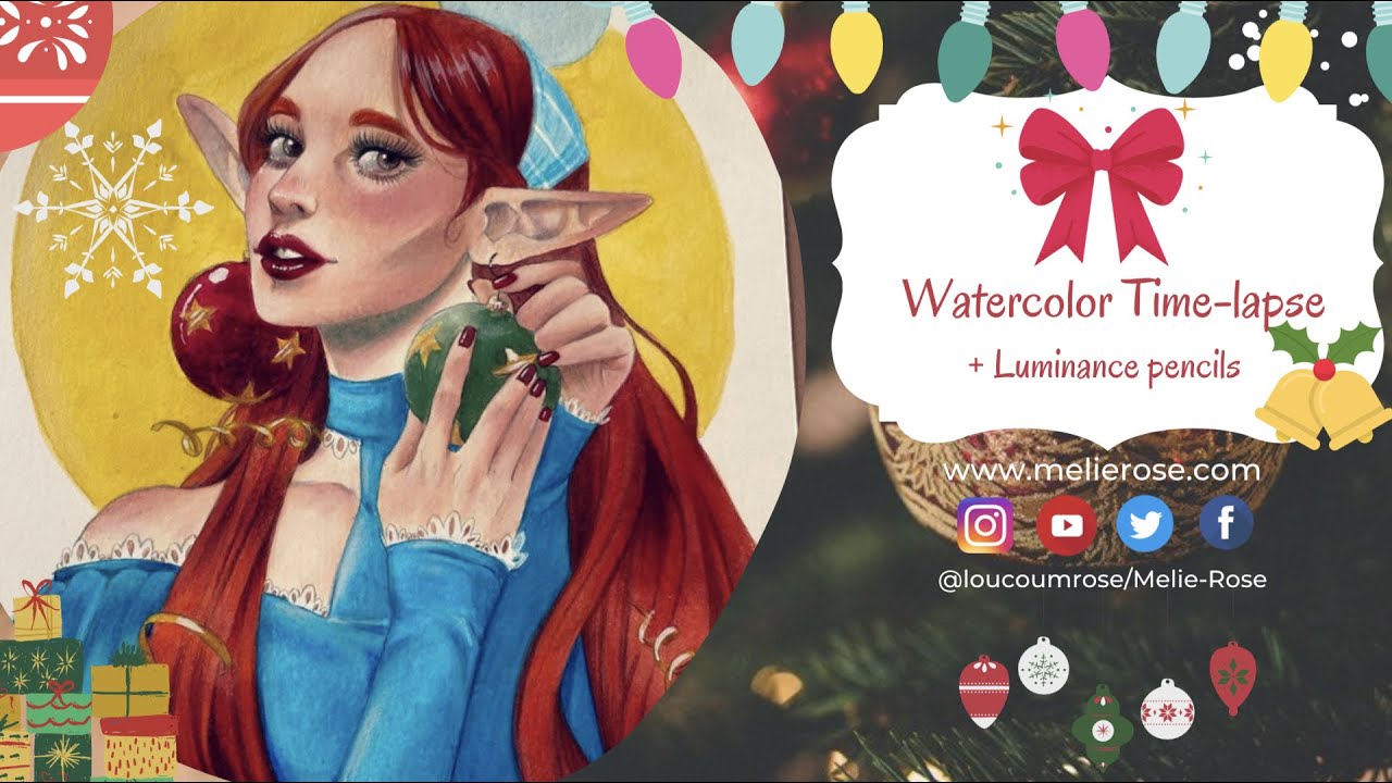 Watercolor + Museum aquarelle + Luminance pencils by Caran d'Ache Time-Lapse