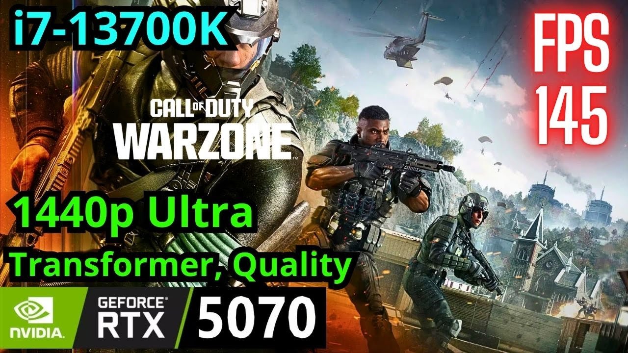 Warzone RTX 5070 + i7-13700K,1440p Ultra, Transformer (DLSS 4) Quality