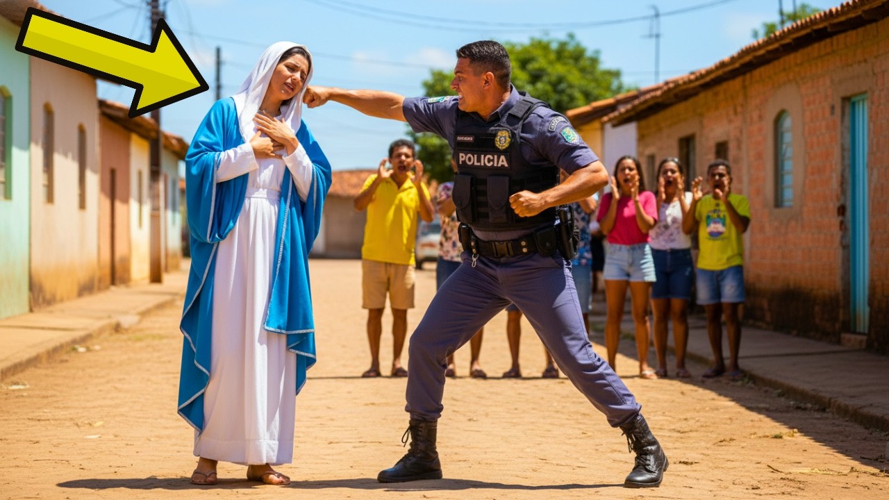POLICIAL AGRIDE A VIRGEM MARIA ENQUANTO ELA PREGAVA... E OQUE ELA FEZ SURPREENDEU TODO MUNDO…