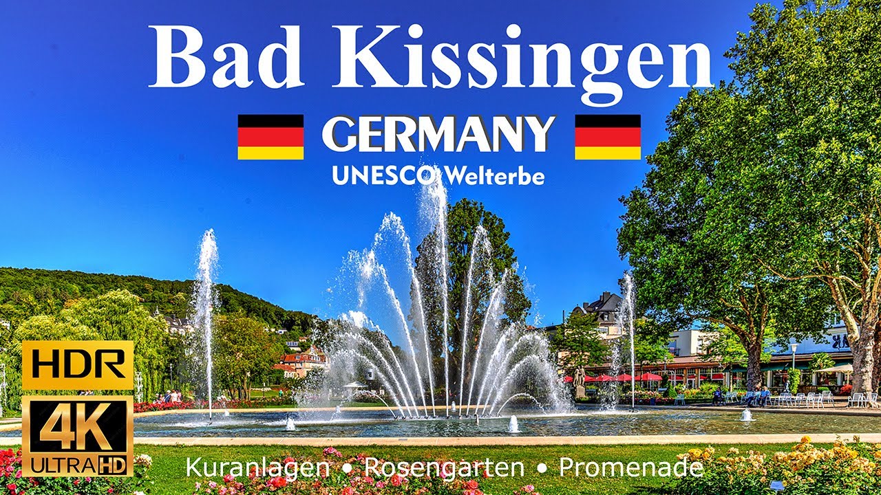 Bad Kissingen Kuranlagen, Rosengarten, Multimediabrunnen, Promenade Sept. 2024  4K HDR