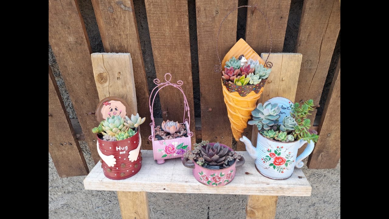 5 Idéias de Latas Recicladas para Plantar Suculentas e Decorar o seu Jardim - DIY - Do lixo ao luxo