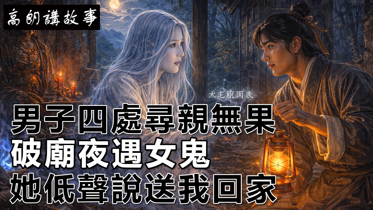 民間故事：男子四處尋親無果，破廟夜遇女鬼，她低聲說送我回家｜高朗講故事