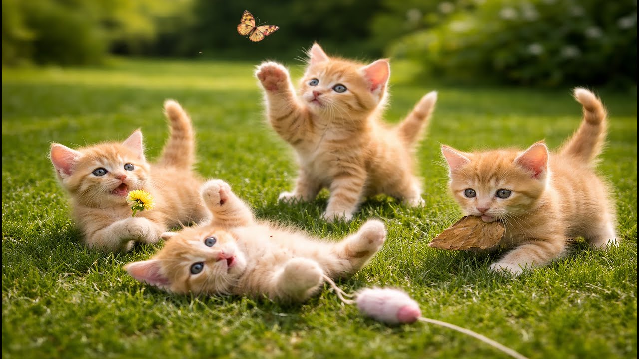 🌸🐱 Cute Baby Kittens Having Fun on the Grass | Relaxing Cat Sounds | Cute Cat Moments