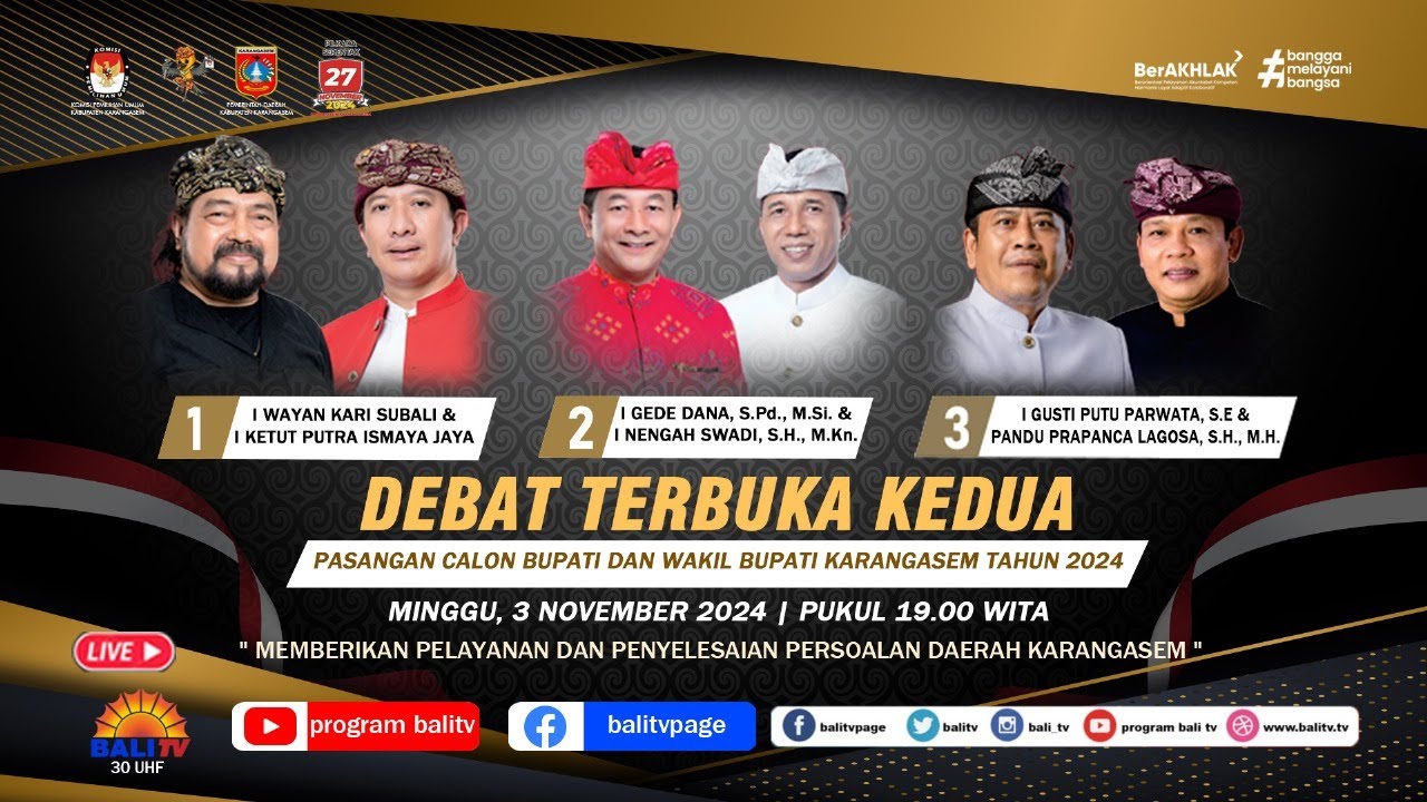 🔴 LIVE DEBAT TERBUKA KEDUA PASLON BUPATI & WAKIL BUPATI KARANGASEM 2024