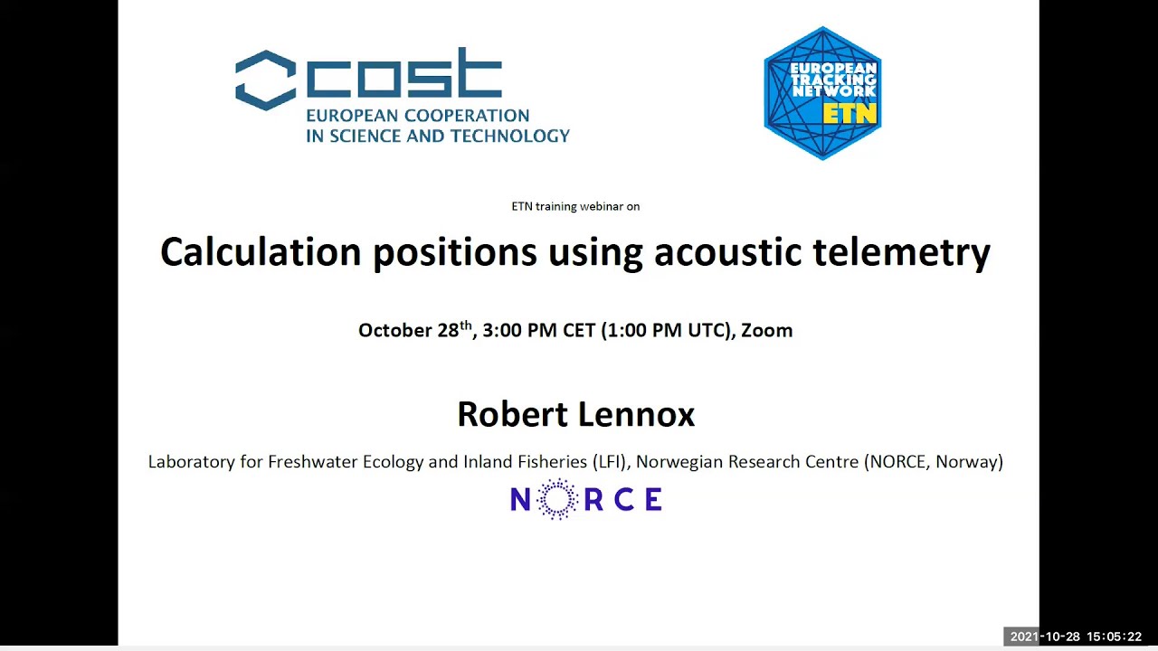 Online webinar on calculating positions using acoustic telemetry