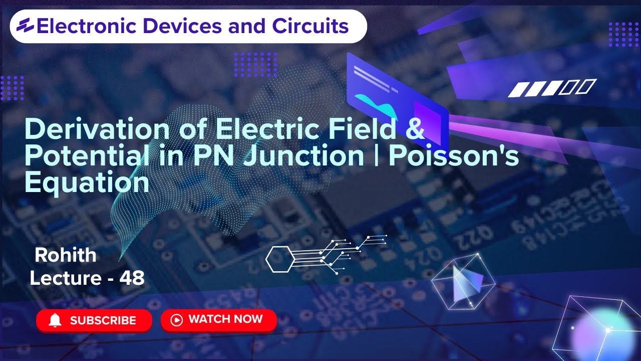 48 Derivation of Electric Field & Potential in PN Junction | Poisson's Equation