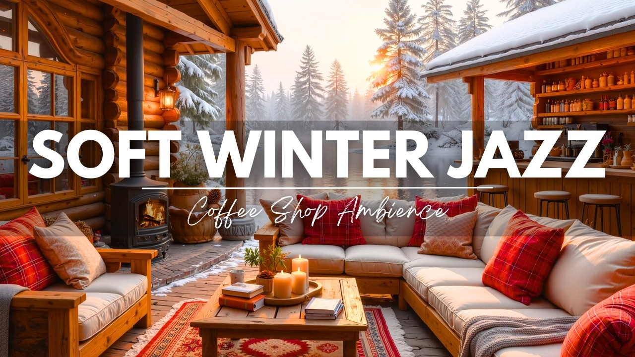 Warm Winter Jazz & Fireplace Sounds ⛄ Cozy Coffee Shop Ambience with Gentle Jazz to Relax