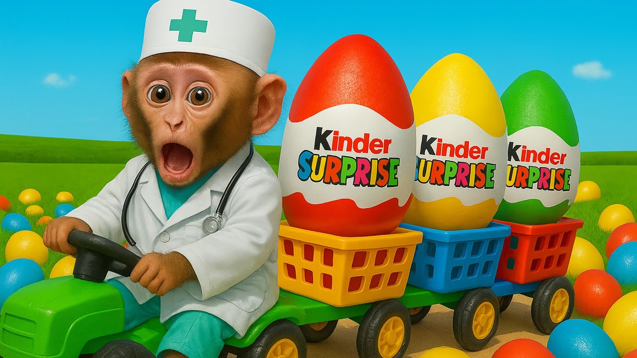 Mono BeBe compra huevos kinger caros en el supermercado y cura al conejito enfermo! | MONO BEBE ESP