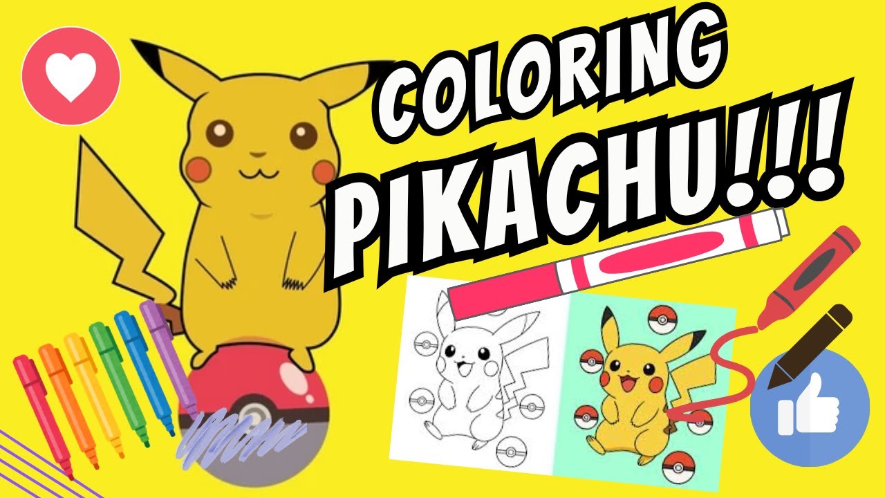 Coloring Pikachu! | Pokemon coloring book