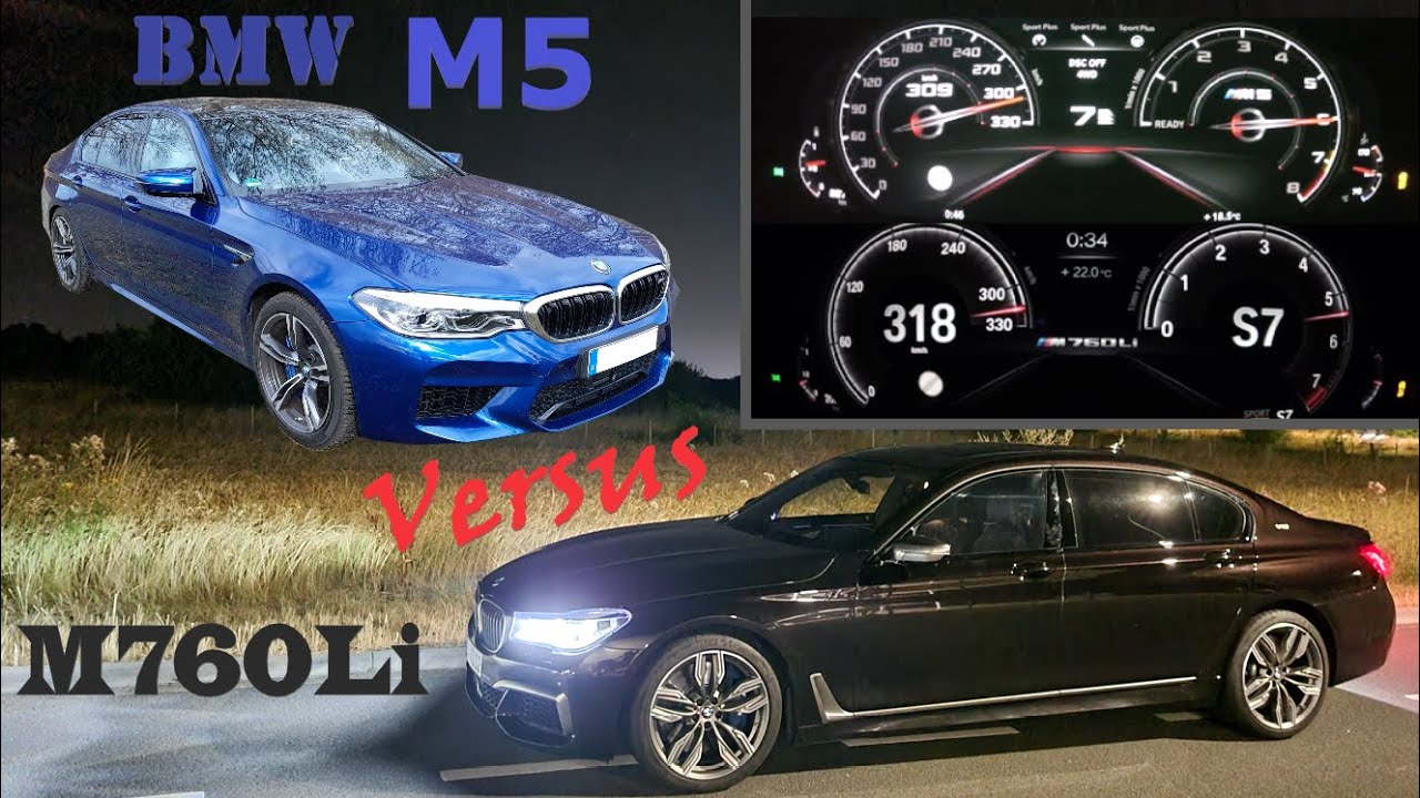 BMW M760Li V12 (G12) vs BMW M5 V8 (F90) 0-300 Km/h Acceleration