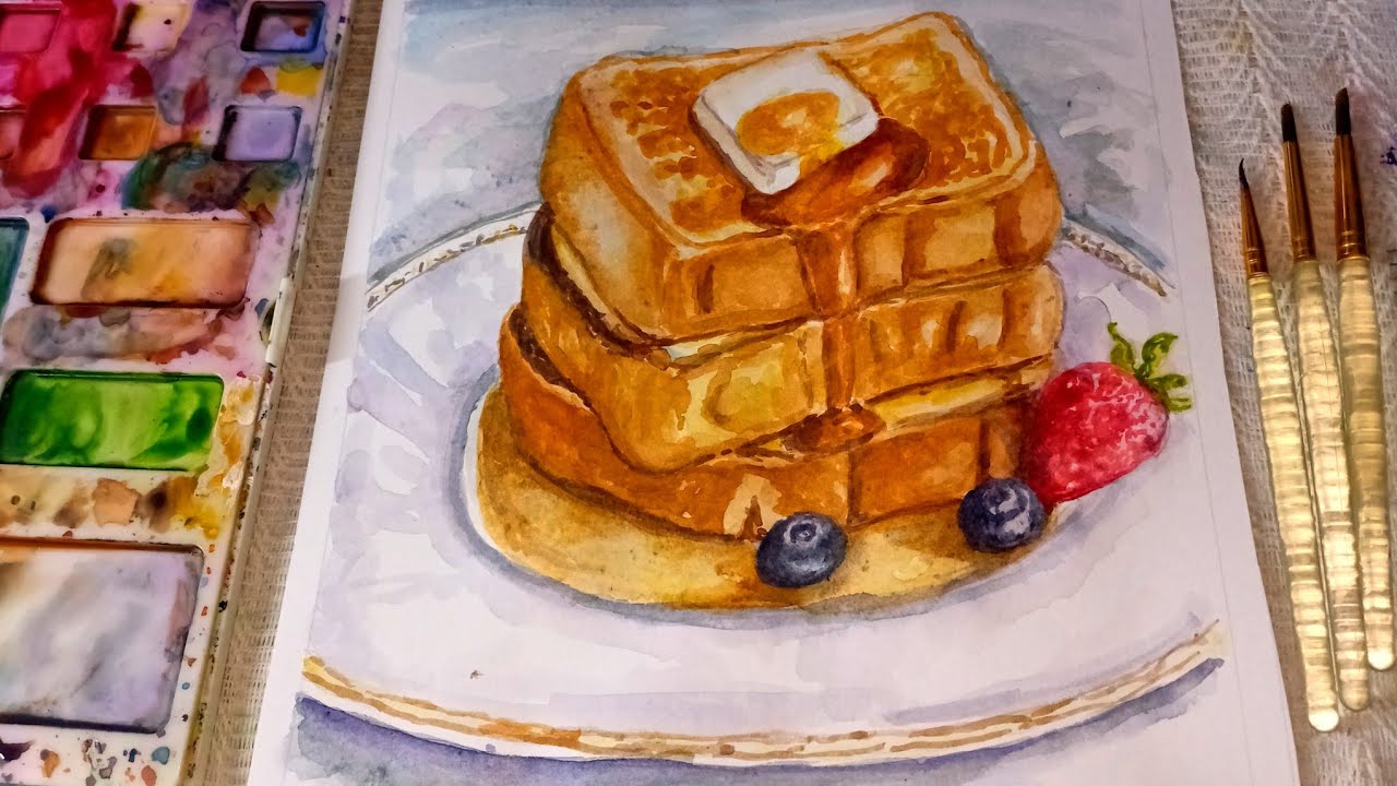 🍞 Paint with me ||  food art, Relaxing Vlog☘️: [French Toasts] 