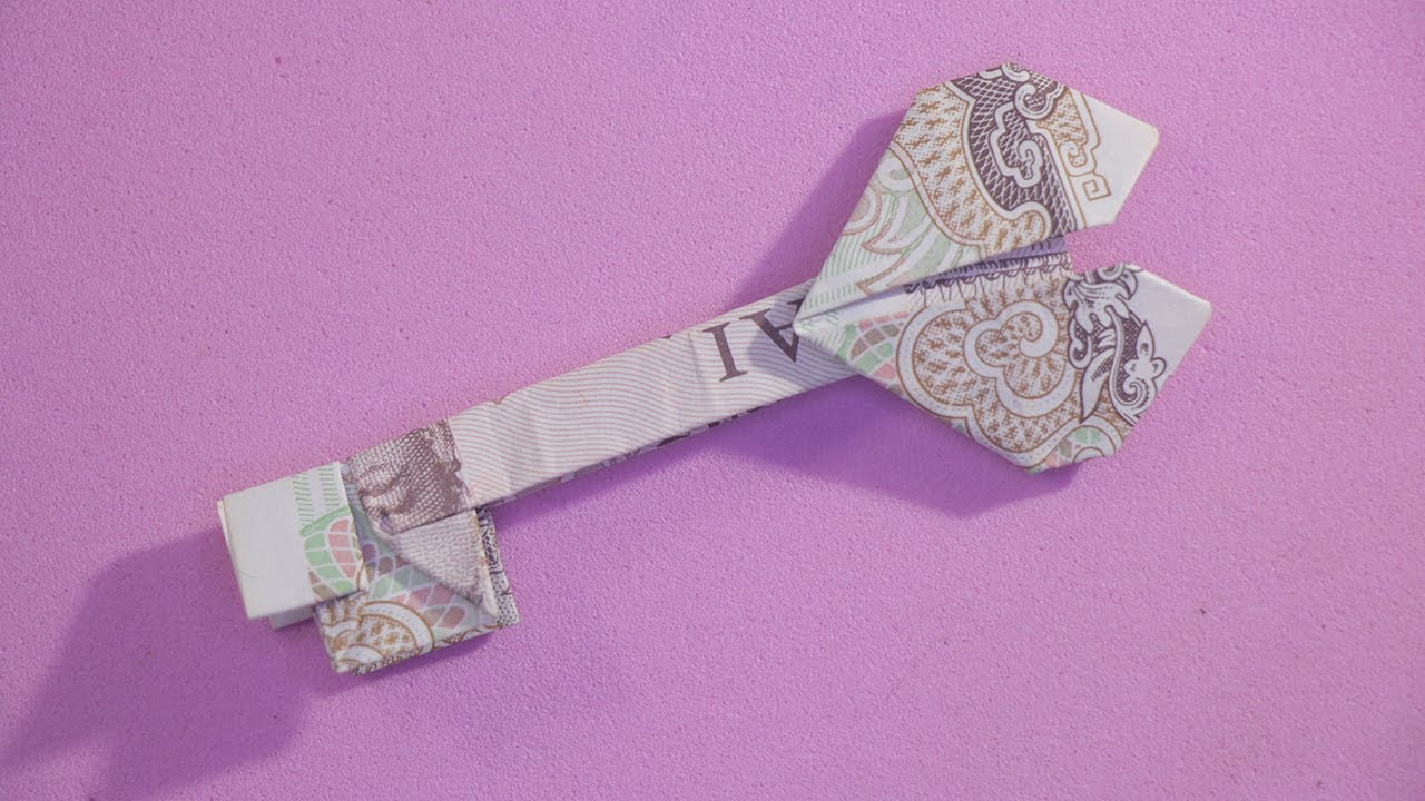How to make a money origami key heart easy