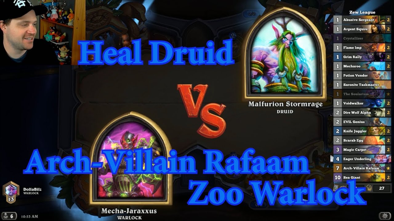 Arch-Villain Rafaam Zoo Warlock vs Heal Druid | Hearthstone
