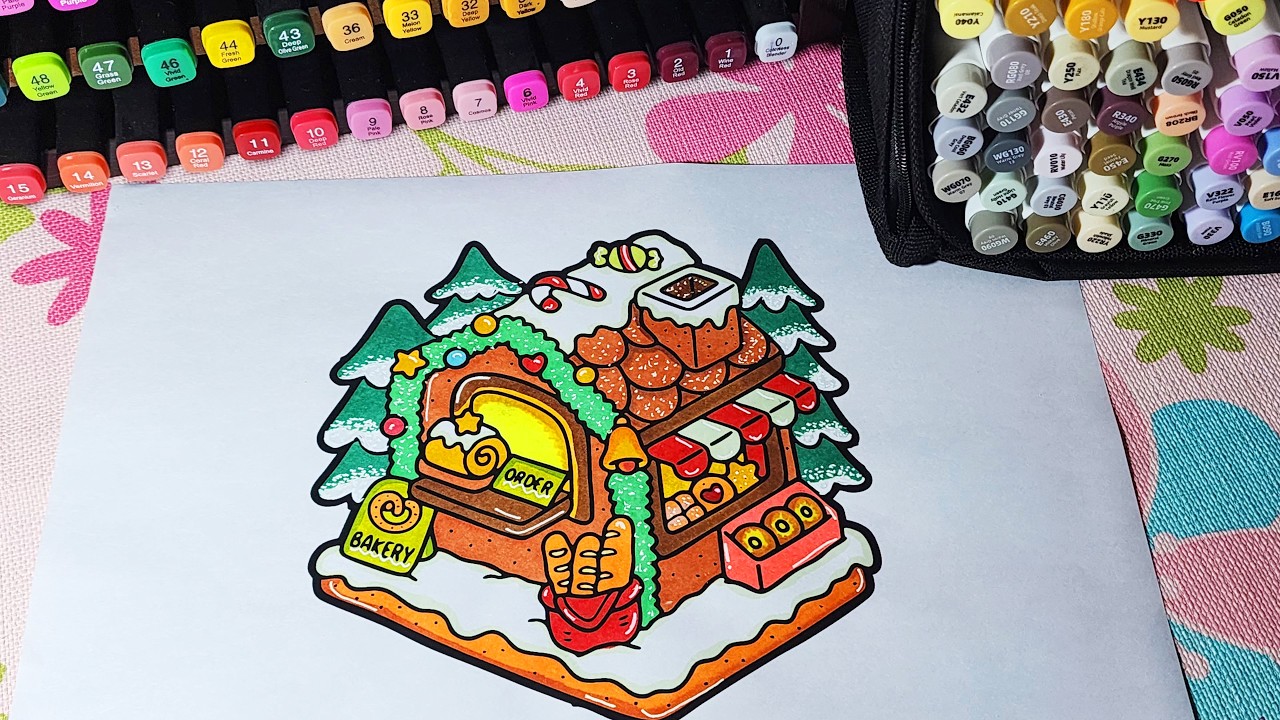 ASMR Color With Me | Cozy Bakery Shop Chirstmas Coloring Page | Stress Relief