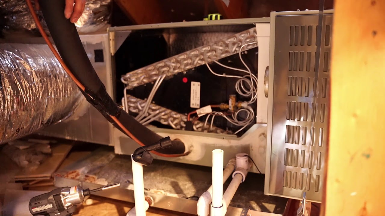 AC Coil MOLD Cleaning Trane XT80 air handler cleaning UV light Install