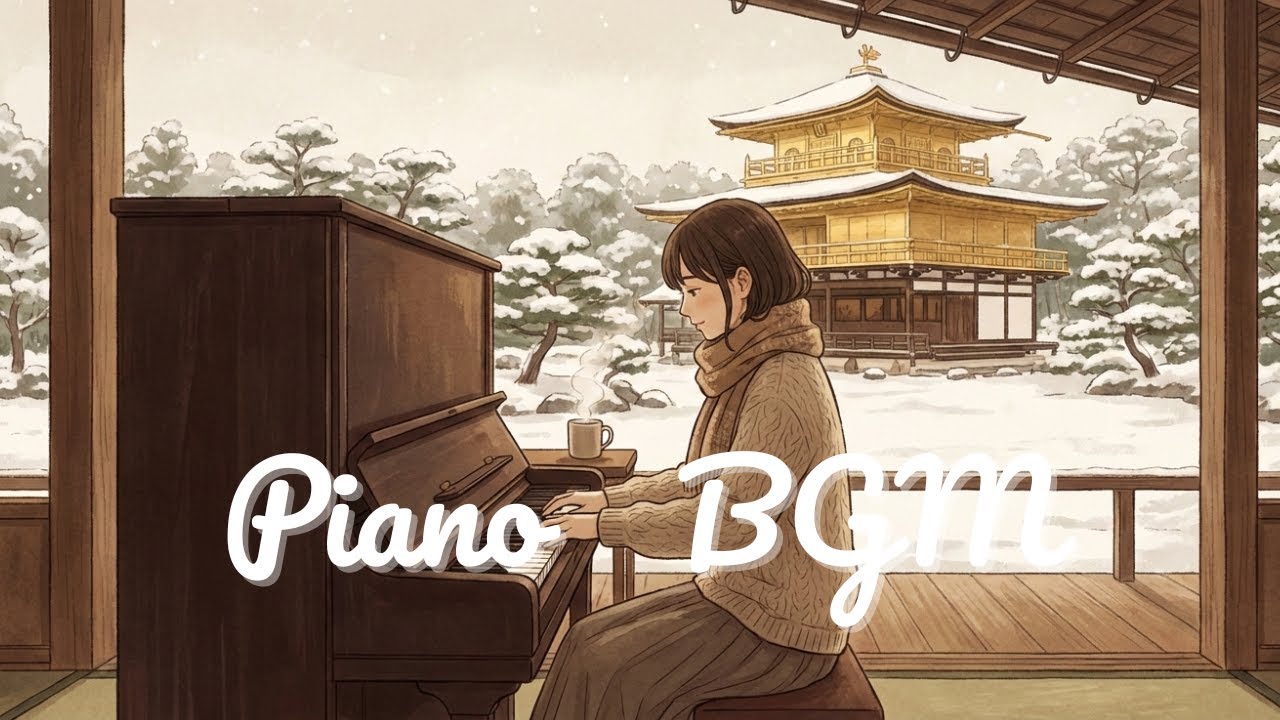 【Piano BGM】Snow-Reflected Kinkaku-ji