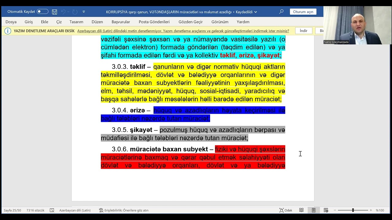Vətəndaşların müraciətləri haqqında qanun ( 051 333 10 07 )