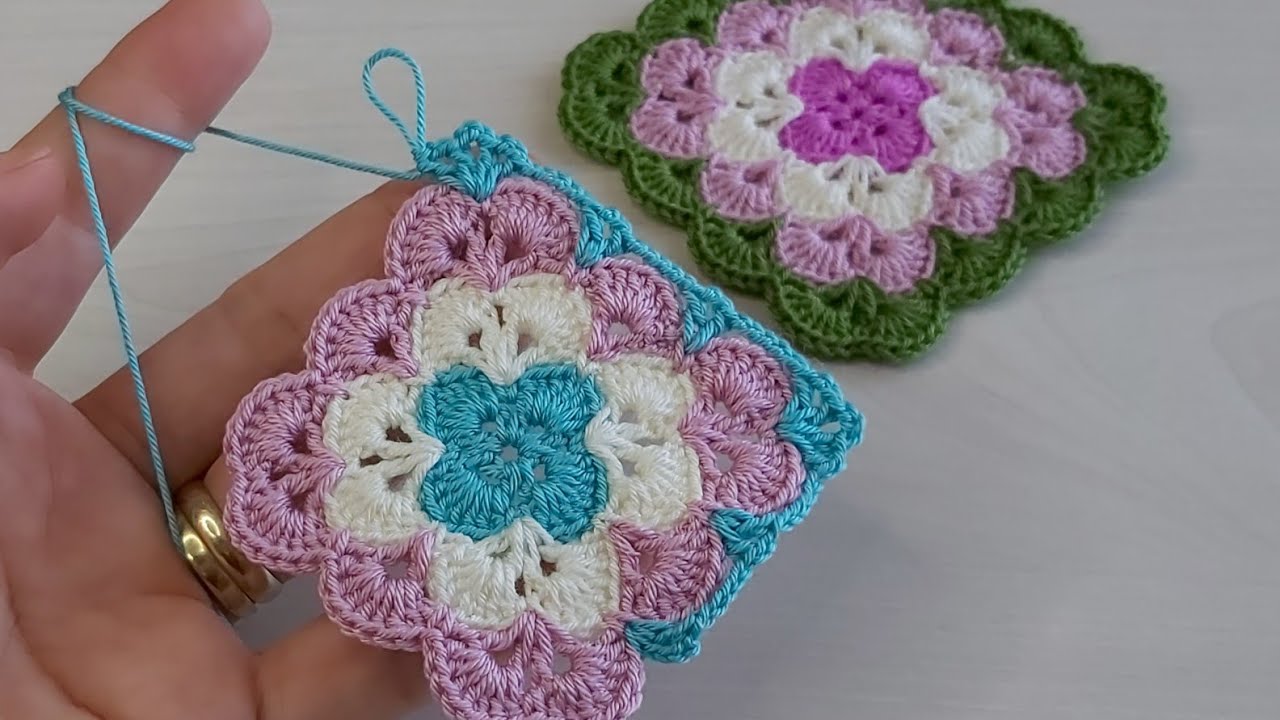 Tığ işi kolay örgü motif anlatımı 🌷crochet knitting