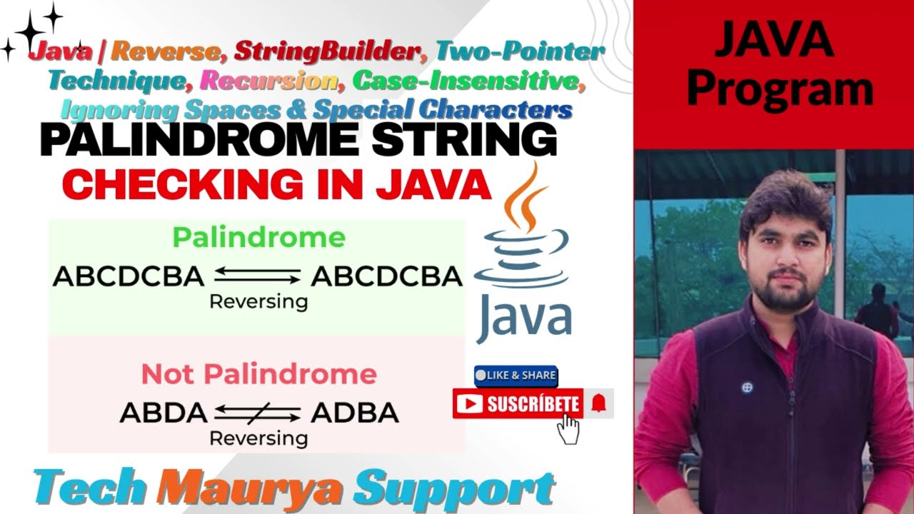 Palindrome String in Java | Java Program to Check Palindrome.