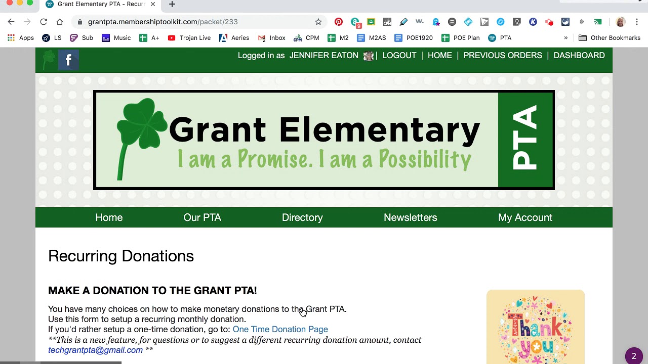 How to Setup Recurring Donations to the Grant PTA