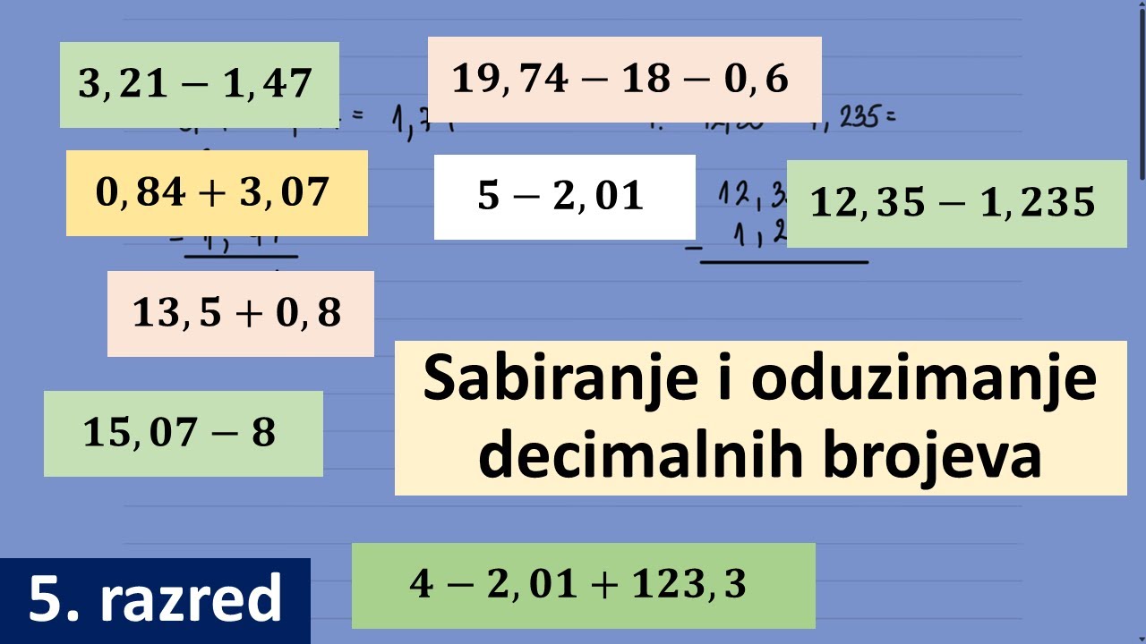 Sabiranje i oduzimanje decimalnih brojeva