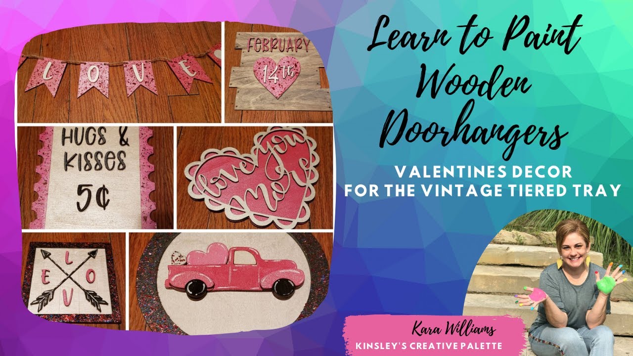 Valentines Decor for the Vintage Tiered Tray | Paint a Door Hanger | Kinsley's Creative Palette