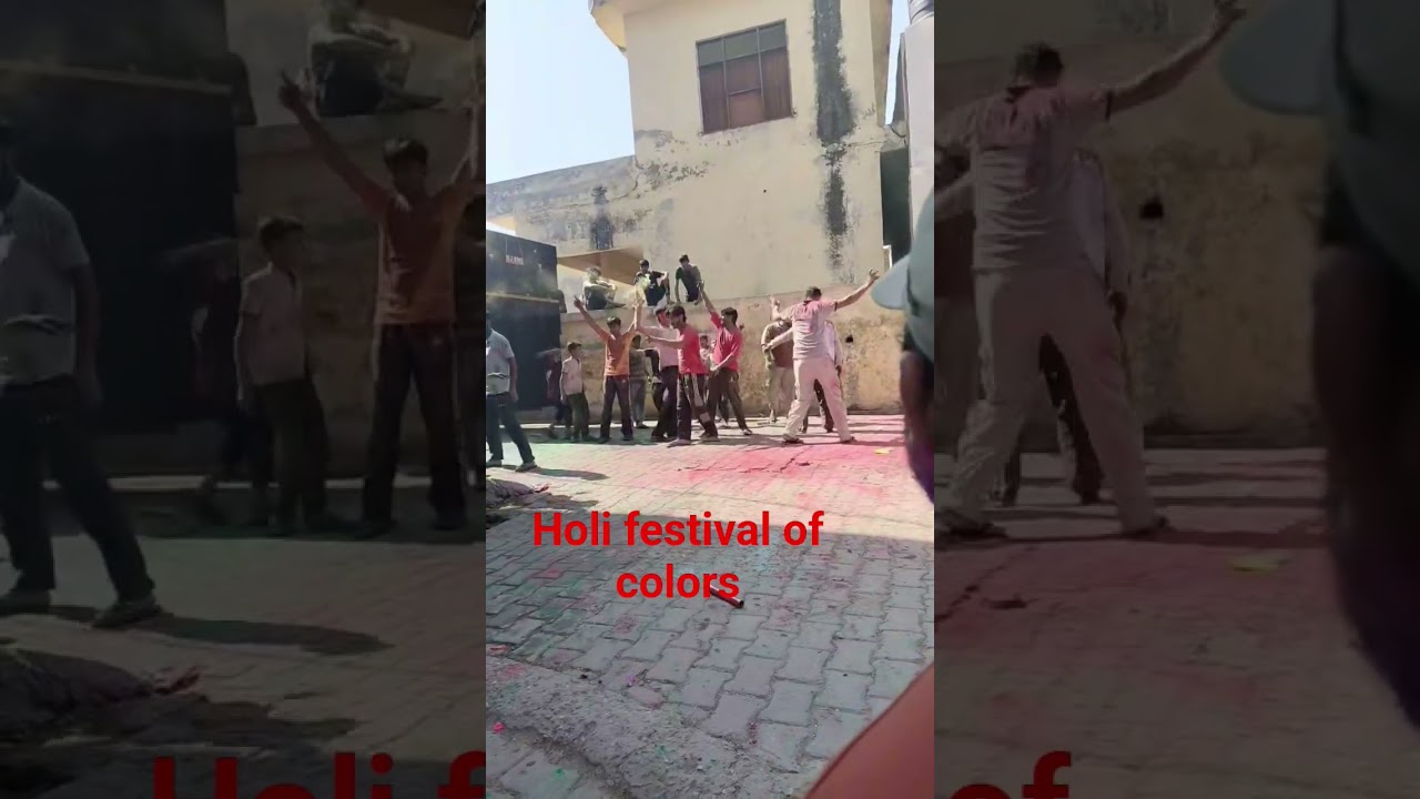 Holi celebration in rural village of Haryana india. 