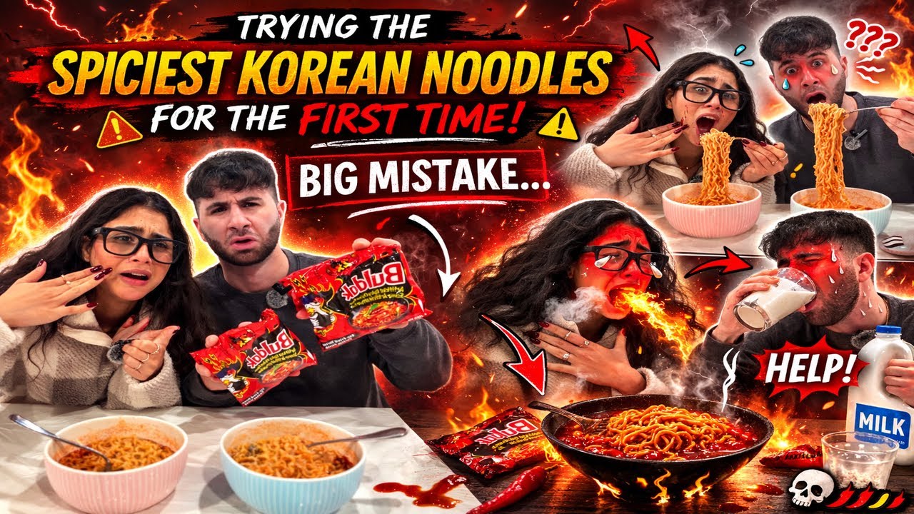 TRYING INSANELY SPICY KOREAN NOODLES FOR THE FIRST TIME…DO NOT TRY!❌🔥