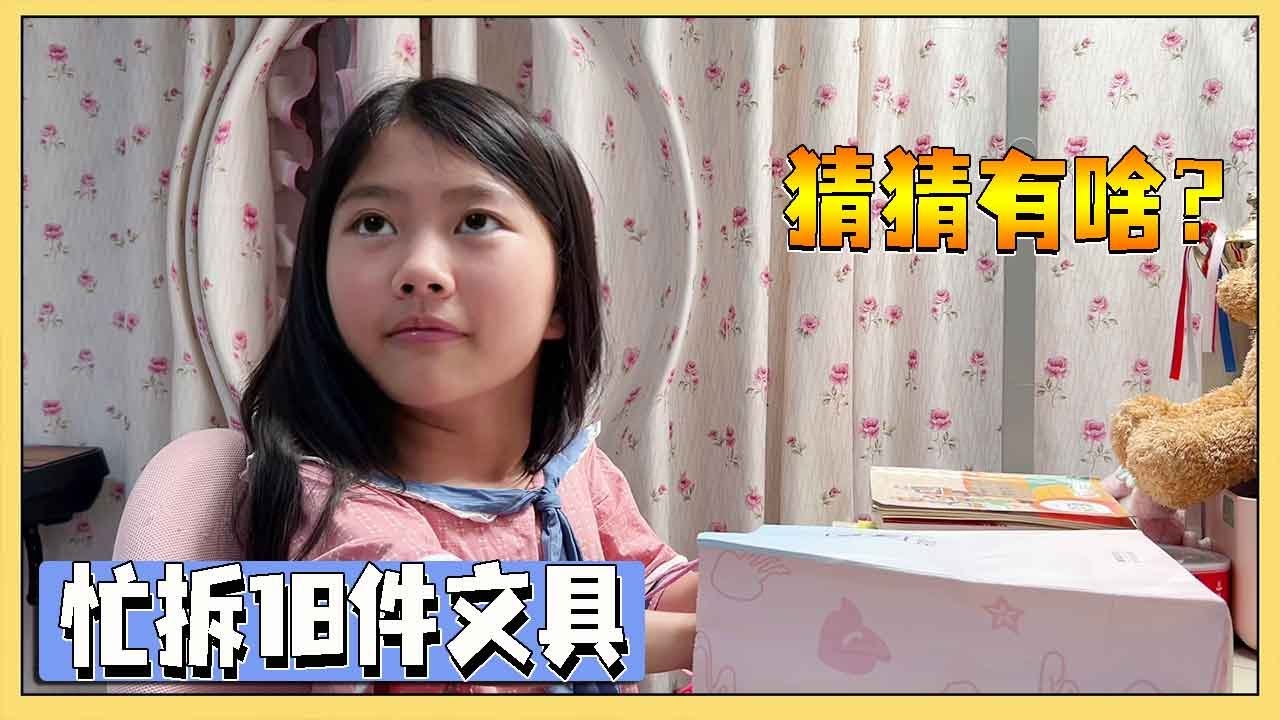 武汉杂物社200元能买多少文具呢？小艾盲拆18件文具，妈妈傻傻分不清东西！【吃饭睡觉逗艾艾】