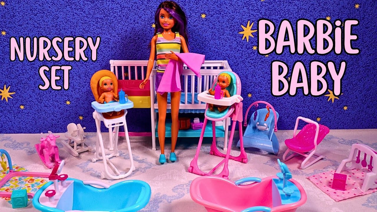 Barbie Skipper Babysitter Set Unboxing 🍼 | Nursery Room Setup & Baby Doll Playtime!