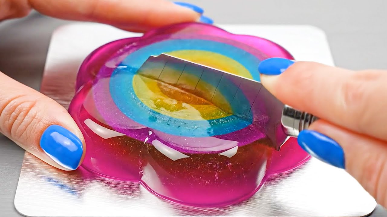 ASMR Cutting Translucent Jelly Soaps 🔪 No Talking  Visually Stunning & Pure Sounds