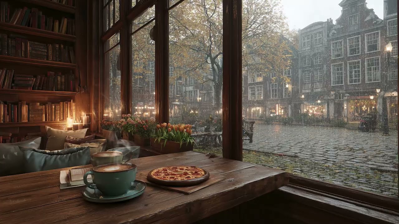 Cozy café on a rainy day 🍂 | Gentle jazz music for relaxing, studying, or working