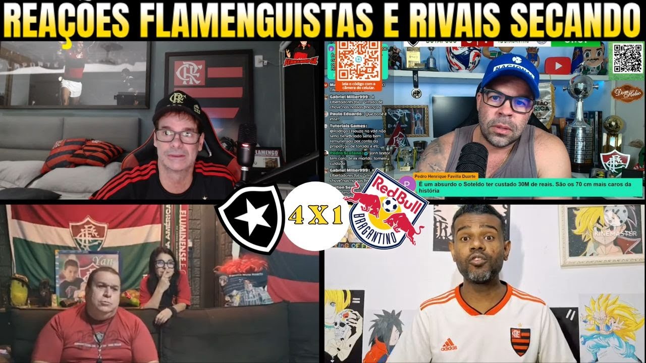 REAÇÕES FLAMENGUISTAS E RIVAIS EM BOTAFOGO 4 X 1 RB BRAGANTINO | SECADOR QUEIMOU KKKKK