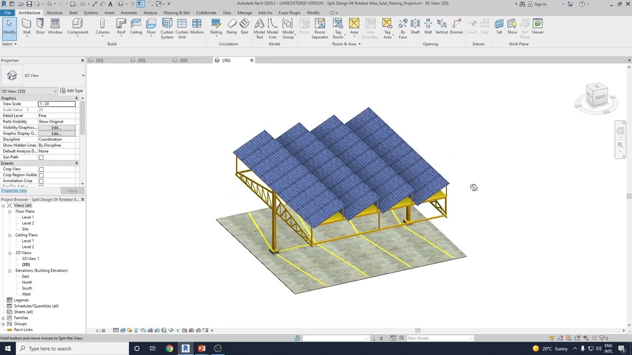 Solar Panel installation parameters for Bahrain and  Solar study using Autodesk Revit
