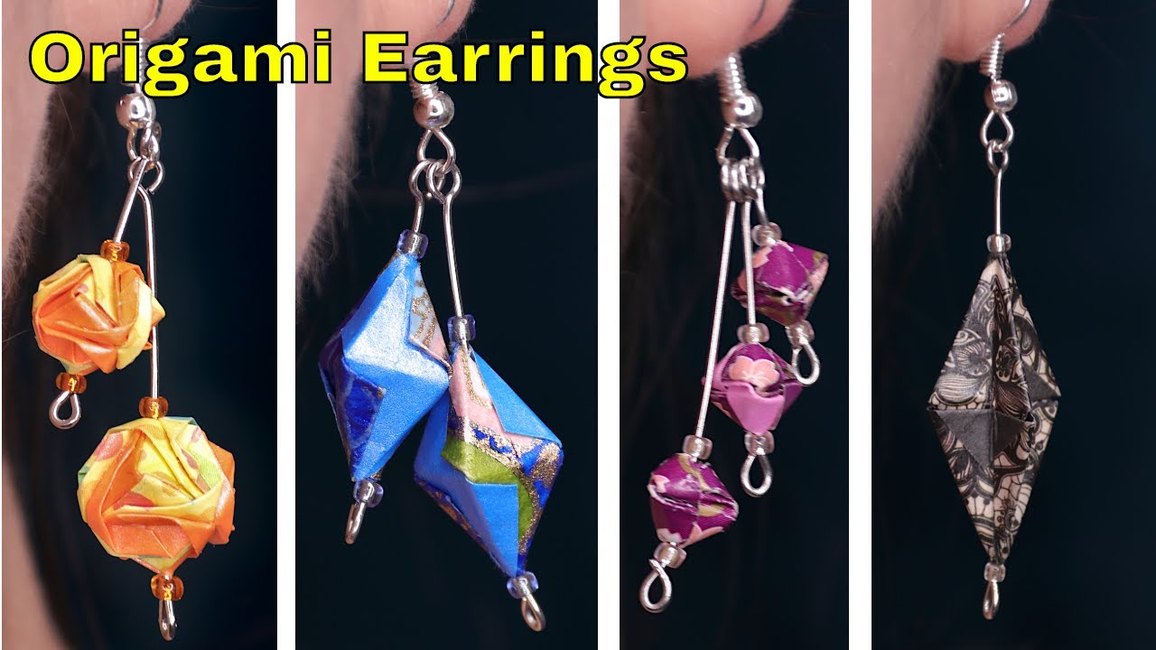 Origami Earrings - How to Make Origami Earrings - Origami paper Earrings Tutorial