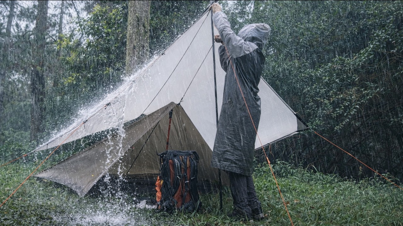 CAMPING IN HEAVY RAIN WITH A THUNDERSTORM 🌧️ Rain Camping Ambience for Relaxing Sleep