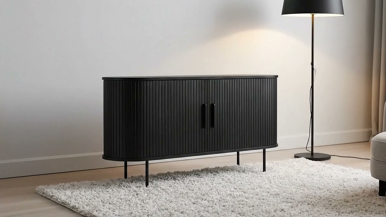 Sideboard Maqueda 140 cm - Echtholzfurnier - Eiche Schwarz