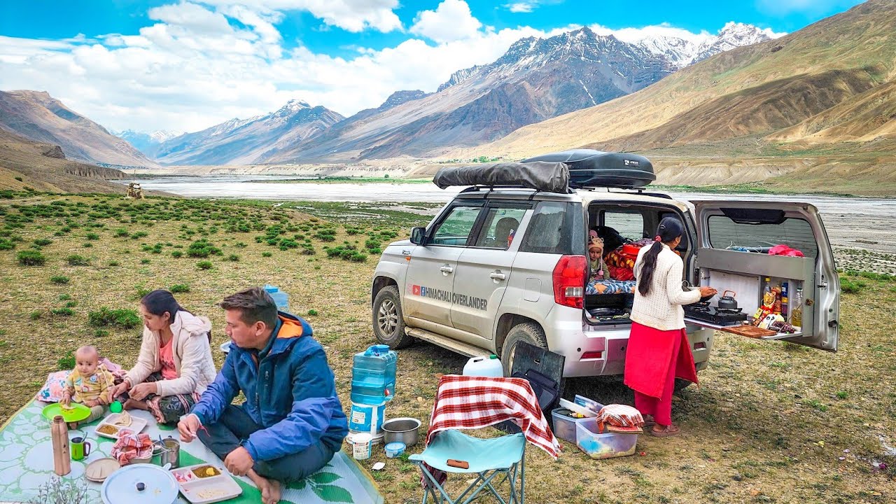 Riverside cooking near Kaza. Explore Chicham bridge and Kibbar village.