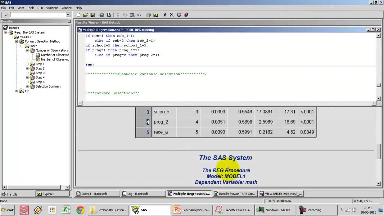 7. Automatic Variable Selection in SAS for Multiple Regression