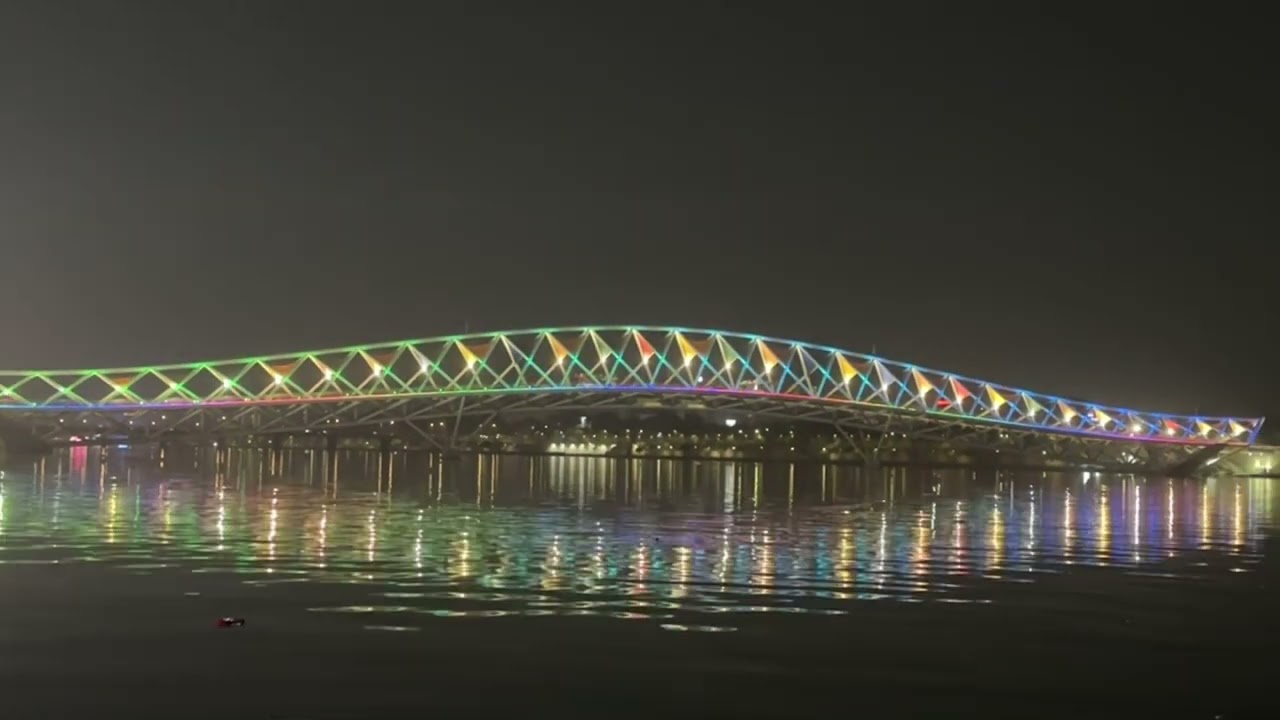 Ahmedabad Riverfront and Atal bridge night view